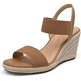 DREAM PAIRS Womens Open Toe Espadrilles Dressy Platform Sandals Slip on Elastic Ankle Strap Wedges Sandals