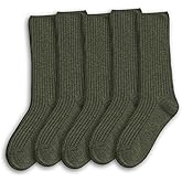 Flerivva Women Crew Dress Socks Cotton Solid Color Slouch Sock for Dressy Shoes 5 Pack