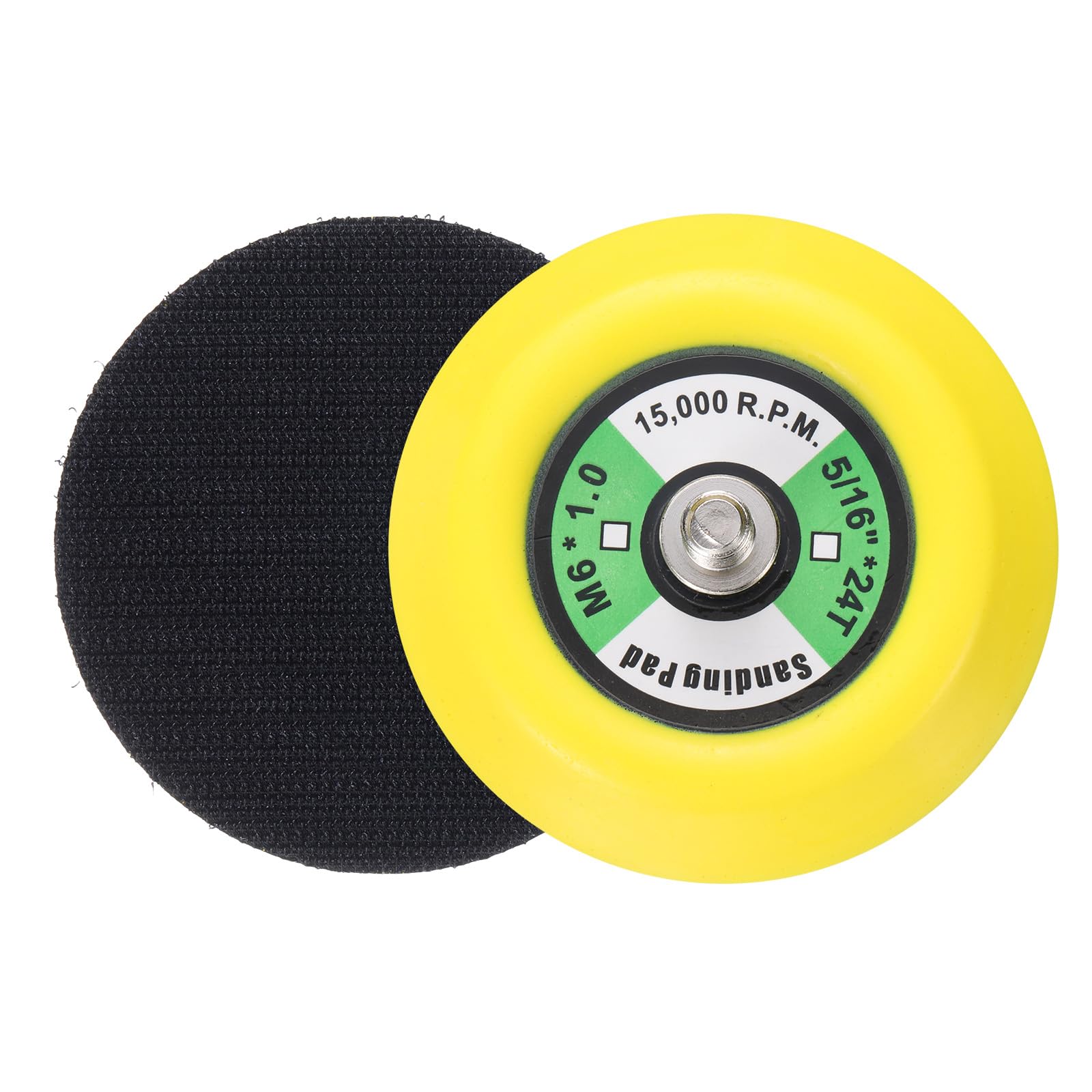Sourcingmap 3 Inch Hook and Loop Backing Sanding Pads with 5/16"-24 Thread for Diamond Sanding Finishing Polishing Buffing Pads, Yellow + Black 2pcs