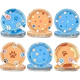 48Pcs 7" Blue Dog Birthday Party Paper Plates Puppy Supplies Blue Paw Dessert Tableware Set Paw Shaped Disposable Dinnerware Plates for Kids Girls Boys Cartoon Birthday Decorations Party Favors