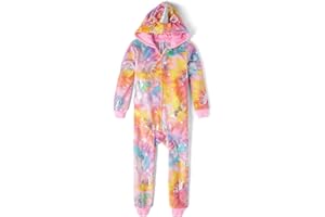 The Children's Place girls Long Sleeve Fleece Zip Up One Piece Pajama