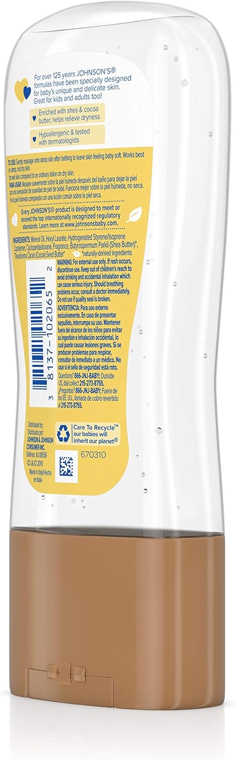 Johnson's Baby Oil Gel Enriched with Shea and Cocoa Butter, Great for Baby Massage, 6.5 fl. oz: Health & Personal Care