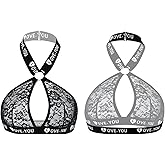 ADSEXY Womens Wireless Bras Comfortable Push Up Bra Black See Through Lace Bralette