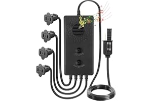 Enhon Vintage 90s Musical Christmas Lights Controller, Singing Christmas Tree Lights Controller with 25 Holiday Songs, 7 Function Mode, Adjustable Volume and Mute for Indoor Outdoor(4 Channel,Black)