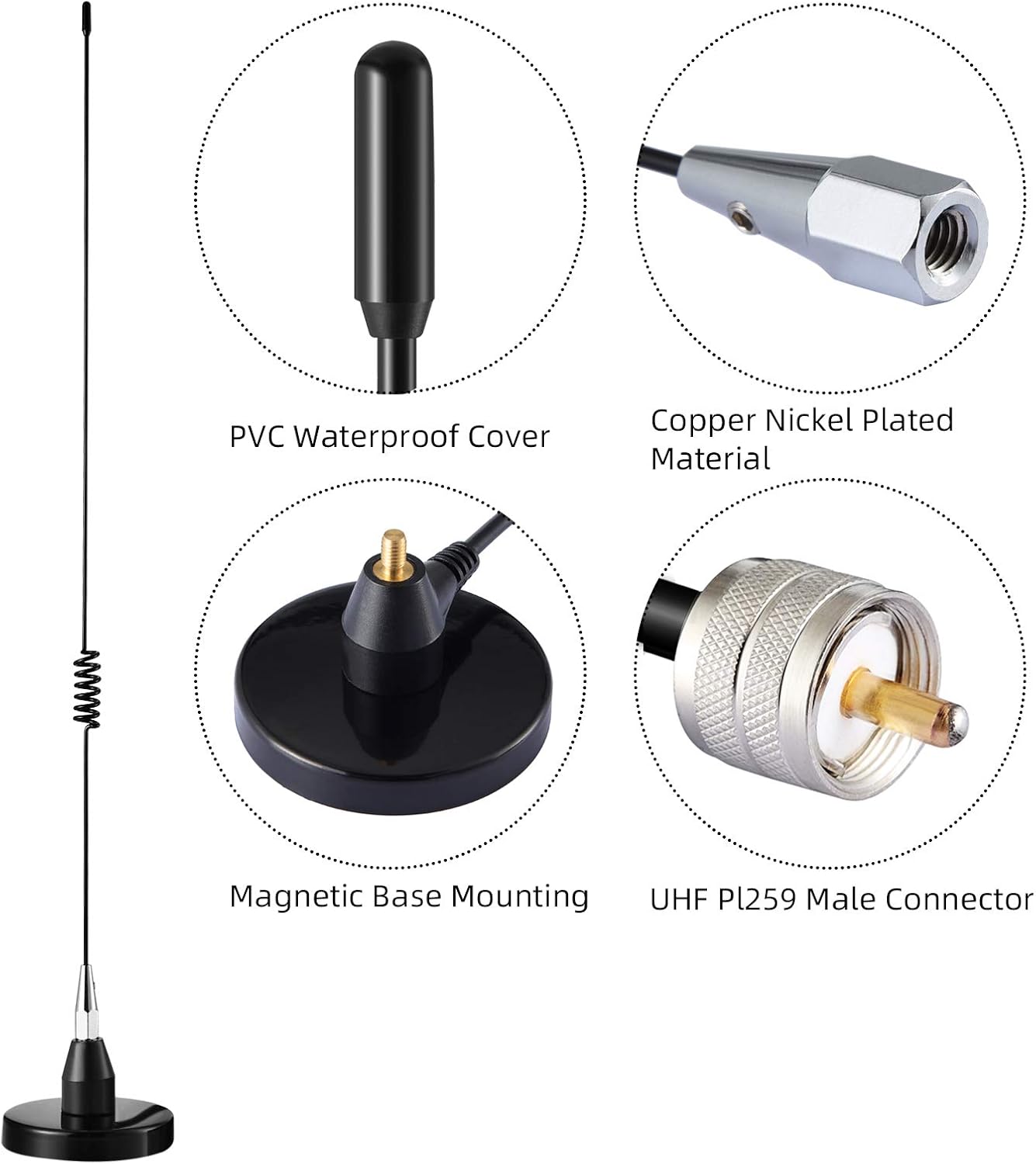 Two Way Radio Vehicle Truck SUV Mobile Radio Antenna Car VHF Antenna