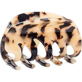 Prettyou 3" Handmade Celluloid French Design Barrettes Hair Claw Tortoise Shell Luxury Fashion Accessories Hair Clip for Women (A)