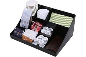 Vencer"Cuby Breakroom 10 Compartment Condiment Holder,Coffee and Tea Bag Organizer,Black,VCO-001