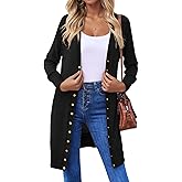 Halife Womens Long Sleeve Cardigans Lightweight Ribbed Neckline Soft Knit Cardigan Sweater with Buttons