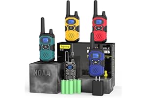 Topsung Walkie Talkies for Adults Long Range Rechargeable 4 Pack, Multi-purpose NOAA 2 Way Radios with Earpiece Charger 4500mAh Battery for Family Seniors Care Garage Work Camping Hiking Skiing Cruise