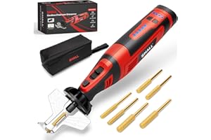 SHALL Electric Cordless Chainsaw Sharpener Kit, with 6 Titanium-Coated Diamond Drill Bits and Angle Guide, for All Chainsaws 