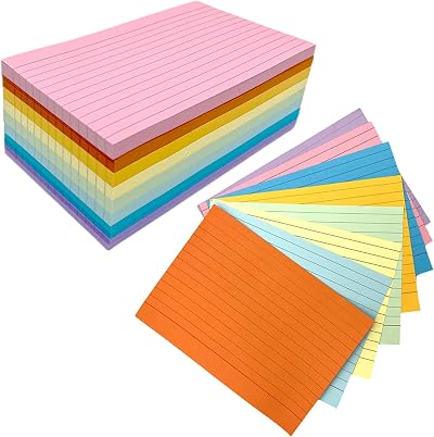 Ojussa A6 Flash Cards 400Pcs 8 Colors Lined 148x105mm 8mm Lines
