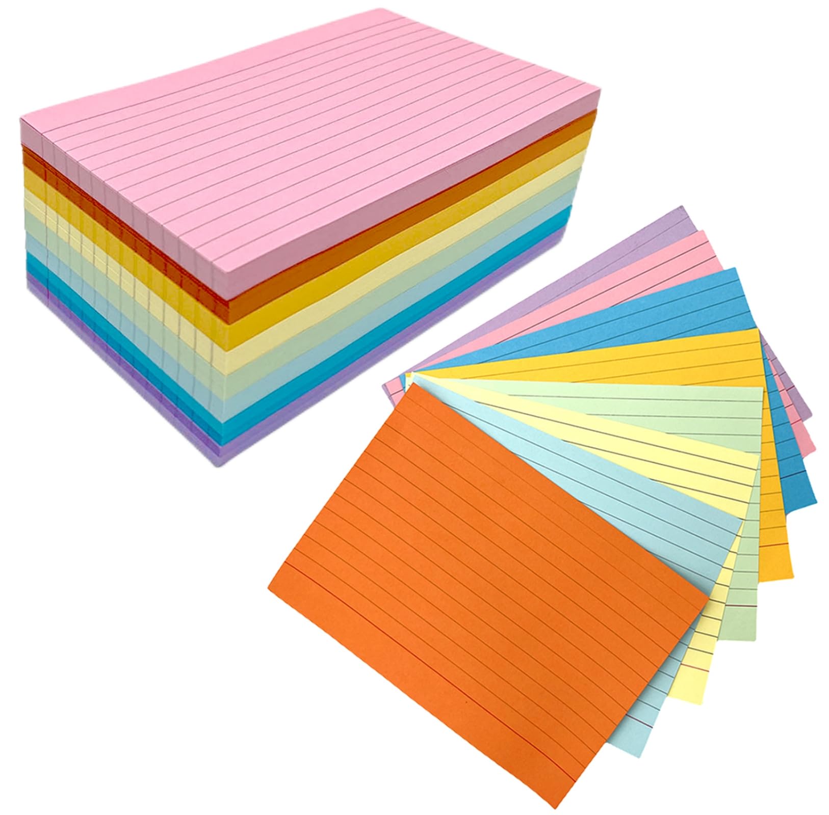 A6 Flash Cards Paper 400Pcs Revision Cards Paper Assorted Colours 14.8 * 10.5cm Index Crads Record Cards Ruled Flashcards for Office Working School Learning