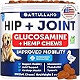 Hemp Hip and Joint Supplement for Dogs - Glucosamine for Dogs Joint Pain Relief - Chews with Chondroitin, MSM, Hemp Oil - Mobility Support - Canine Cartilage Health - 120 Soft Treats - Made in USA