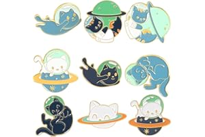 GILLNA Space Cat Enamel Pins Set,Cute Animal Astronaut Lapel Pins for Women Girl Cartoon Planet Brooch Pin for Jackets Backpack Accessory