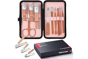 KAQISIMILA 10 Piece Nail Kit, Manicure Kit, Nail Care Kit For Women, Manicure Pedicure Set, Nail Clippers Toenail Clippers Kit, Professional Manicure Kit Pedicure Kit, with Luxurious Travel Case - Pink