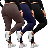 Evervibe 3 Pack Women's Plus Size Leggings High Waisted Stretchy Yoga Pants Workout Running Soft Leggings