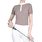 Harrison Howard Short Sleeve Lace Top Show Shirt Breathable with Graceful Back Lace Rider Top