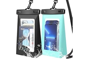70 YEARS LOVED IPX8 Waterproof Phone Dry Bag for iPhone 14/13/12/11 & Samsung S23/S22 - Floating, Large Capacity Pouch for Boating, Swimming, Kayaking (Black+Blue)