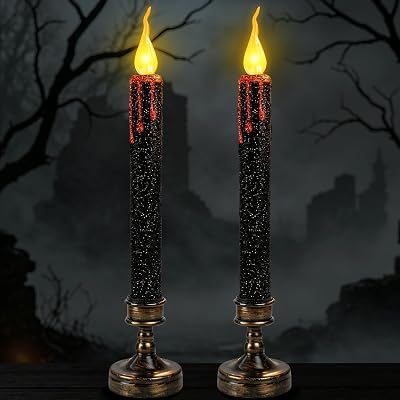 2 Pezzi Candele LED Halloween 24.5cm Finte Candela Halloween Decorative Gocciolanti di Sangue Candeline a Batteria per Festa, Regali, Arredamento per la Casa