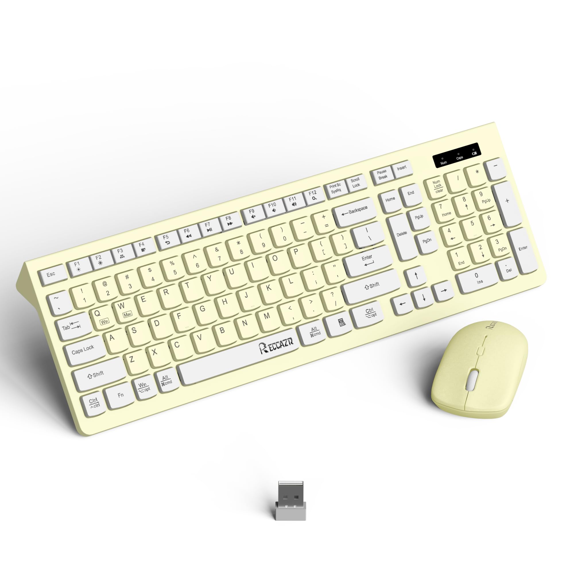 Photo 1 of Canary Wireless Keyboard and Mouse Combo - Full-Sized Keyboard and Adjustable DPI Mouse, 2.4GHz USB Receiver, for PC, Windows, Desktop, Laptop - Yellow