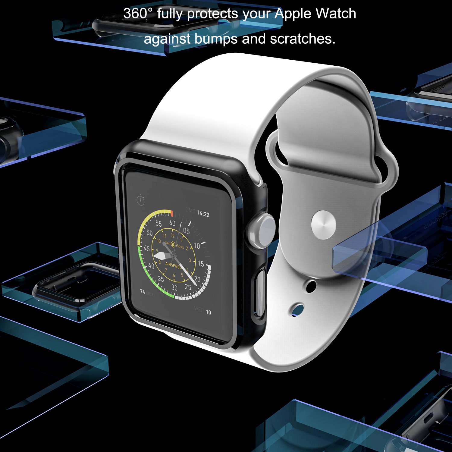 2 Pack Bumper for Apple Watch Case 42mm Series 3 - Ultra-Thin Anti-Scratch and Shockproof Hard iWatch Bumper Cover for Apple Watch Protector 42mm