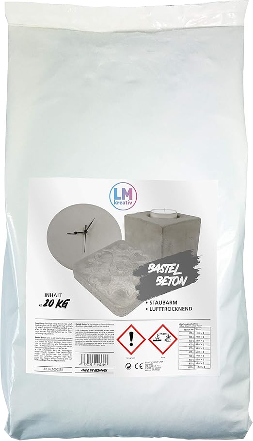 Amazon De Lm Kreativ Lm Bastel Beton Premium Qualitat 20 Kg Beton Zum Basteln Bastel Beton Beton Fur Kreative Kreativ Beton Hobby Beton Viva Decor
