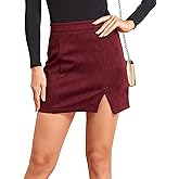 VNDFLAG Women's High Waist Faux Suede Side Split Bodycon Short Mini Skirt