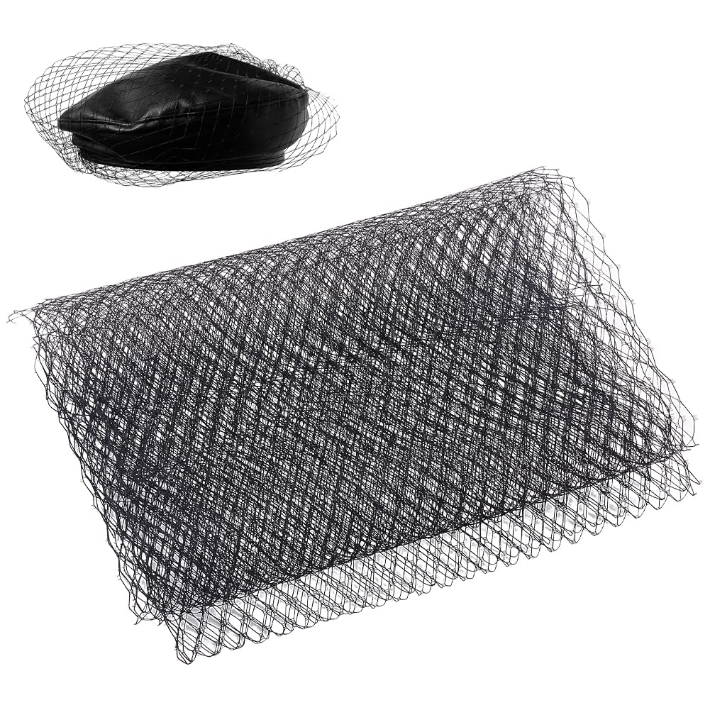 BENECREAT 3mx25cm Black Net Mesh Fabric Birdcage Bridal Veil Netting Fabric Wedding Hat Veil Mesh Trimmings Fabric for Wedding Decoration, Sewing, Hat Decorating