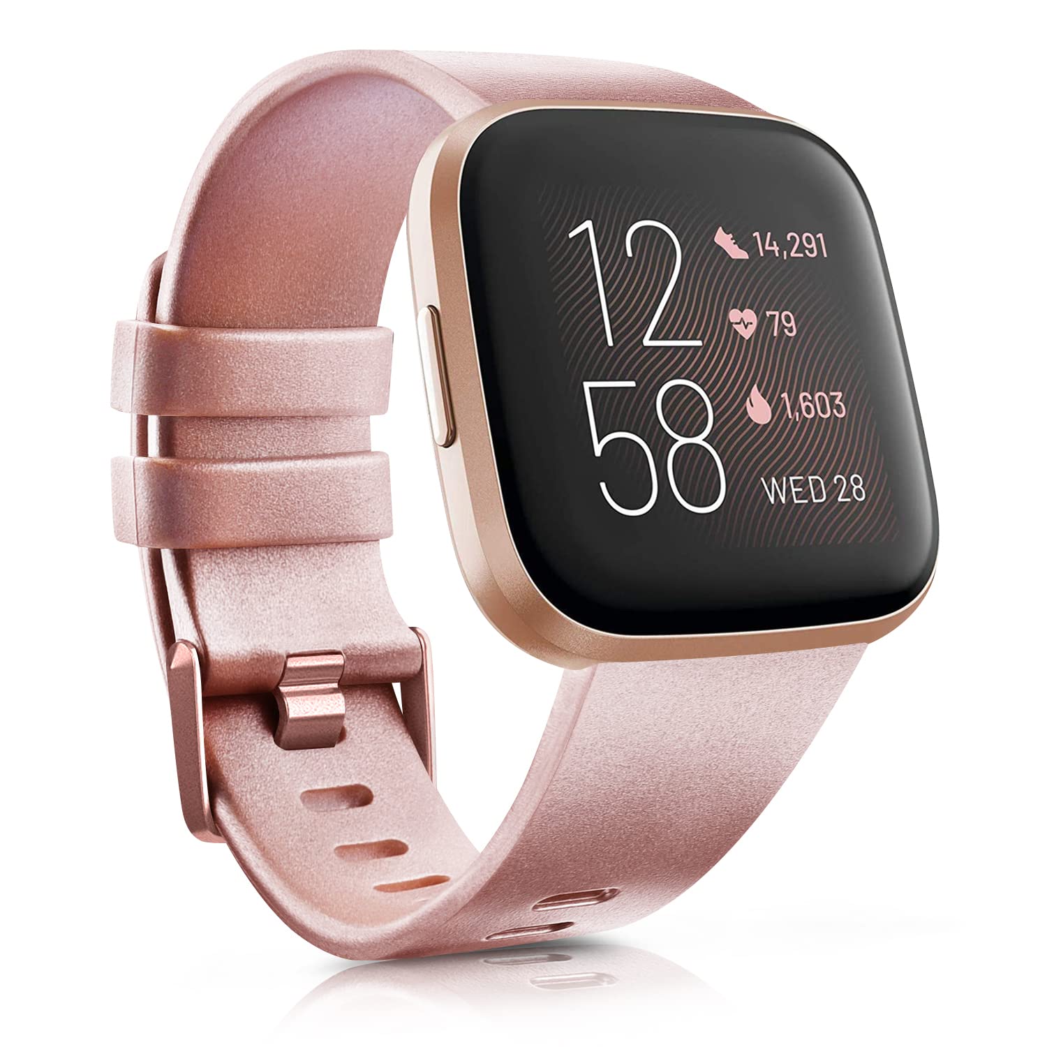 Zoye Silicone Straps Compatible with Fitbit Versa 2 Strap/Fitbit Versa Stra p/Versa Lite Str ap/Versa SE Str ap,Classic Soft Replacement Sport Wristbands for Women Men(Z-Rose Gold,S) — image 1