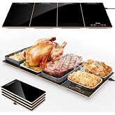 FEPPO Electric Warming Tray Kitchen Appliance, 4-in-1 Buffet Warmer | 33"x15" Glass Surface Warming Mat for Food, 10 Temp Settings and Timer, Modular Buffet Hot Plates for Catering and Gatherings