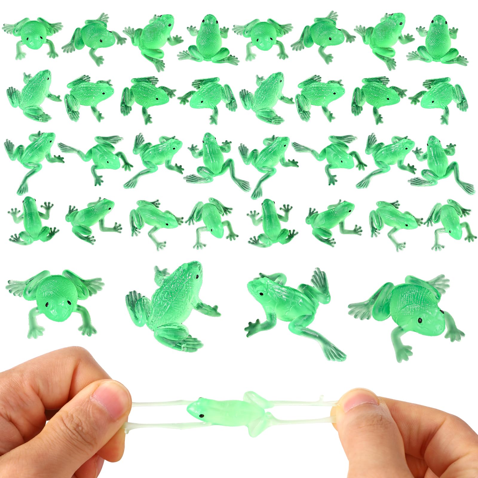 36pcs Little Rubber Frog Toys, Realistic Mini Frog Decoration Model Resin Animals Figures Miniature Frogs Tiny Frogs Figurines for Pool Small Micro Bath Toy for Kids Home Decors Party Favors (Green)