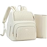 MAPLELILY Diaper Bag Backpack - Lightweight & Stylish, Boys, Girls & Baby Travel Essentials Tote with Changing Pad, Insulated Pocket, Stroller Strap - Baby Diaper Backpack for Mom, Maternity (Beige)