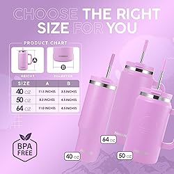 FAHRMOSIS 64 Oz Tumbler with Handle and Straw Half