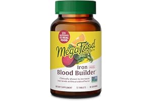 MegaFood Blood Builder Iron Supplement for Women & Men - Increase Iron Levels Without Side Effects - Combats Fatigue - Vitamin B12, Folic Acid & Vitamin C - Vegan - 72 Mini Tablets (36 Servings)