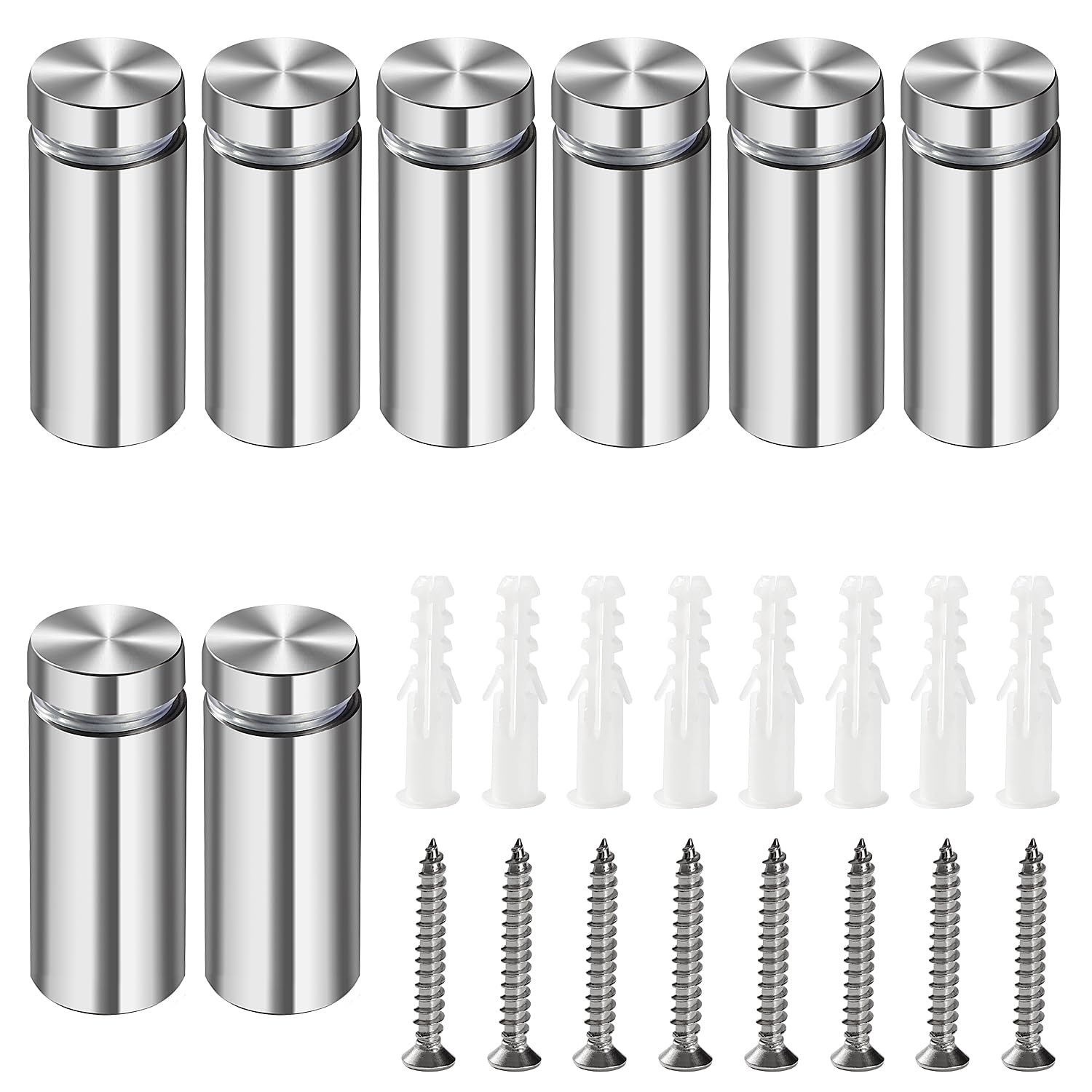 Lyeteung 8 PCS 16×40 mm Standoff Fixings, Stainless Steel Advertising Screw, Sign Standoff Screws, Advertising Nails with Screw and Expansion Tube, for Picture Frames Sign Displays Hanging