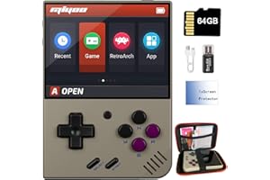 AMPOWN Miyoo Mini Plus Handheld Game Console 3.5 inch Classic System Retro Video Games Consoles Portable Rechargeable Hand Held 64G with Case (Gray)