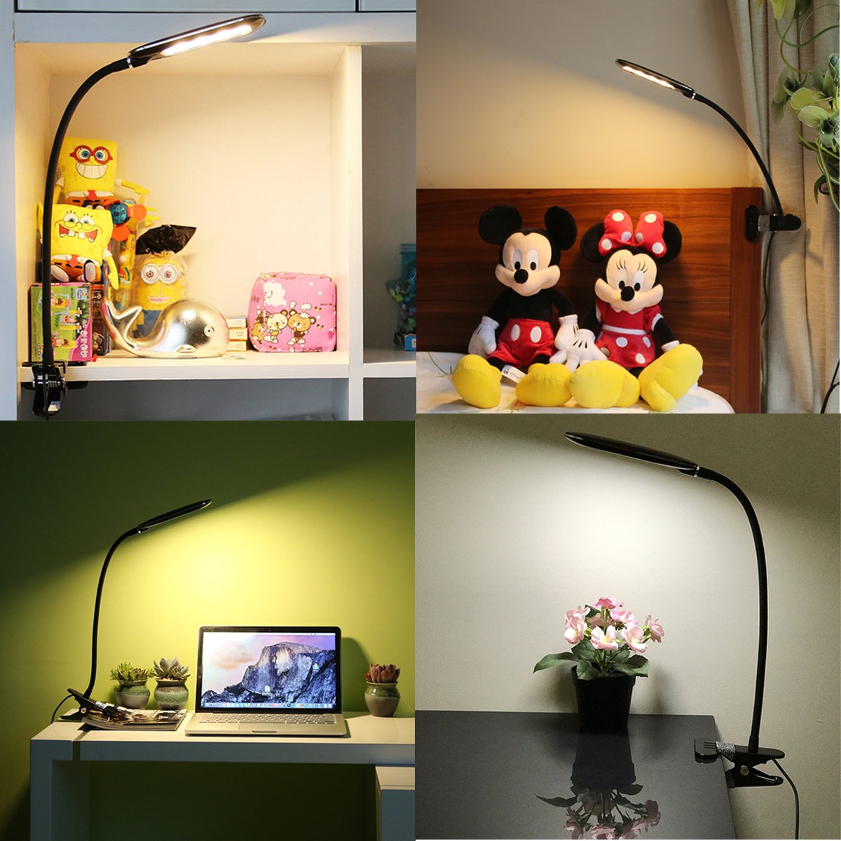 EyYOCEAN Clamp Reading Light for Bed Headboard, Bedroom with 3 Color