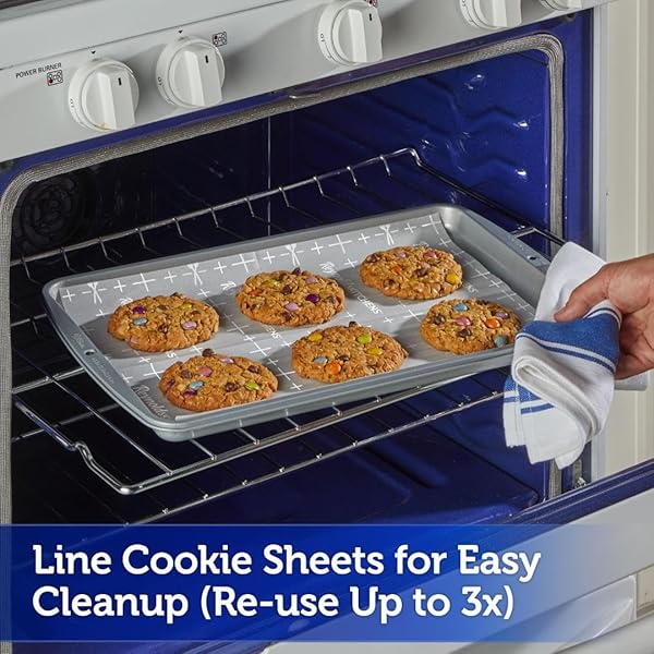 REYNOLDS KITCHENS COOKIE BAKING SHEETS, PRE-CUT BAKING PARCHMENT PAPER SHEETS FOR COOKIES, OVEN-SAFE UP TO 425 DEGREES, REUSABLE UP TO 3X, NO-MESS CLEANUP, 12 IN X 16 IN, 22 COUNT