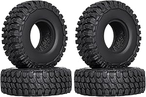Hobbypark Soft Rubber SCX24 Tires 1.0 Rock Crawler for 1/18 TRX4M Axial SCX24 Gladiator Bronco C10 JLU Deadbolt B17 Betty 1/18 1/24 RC Crawler Car, 4PCS (52x20mm)