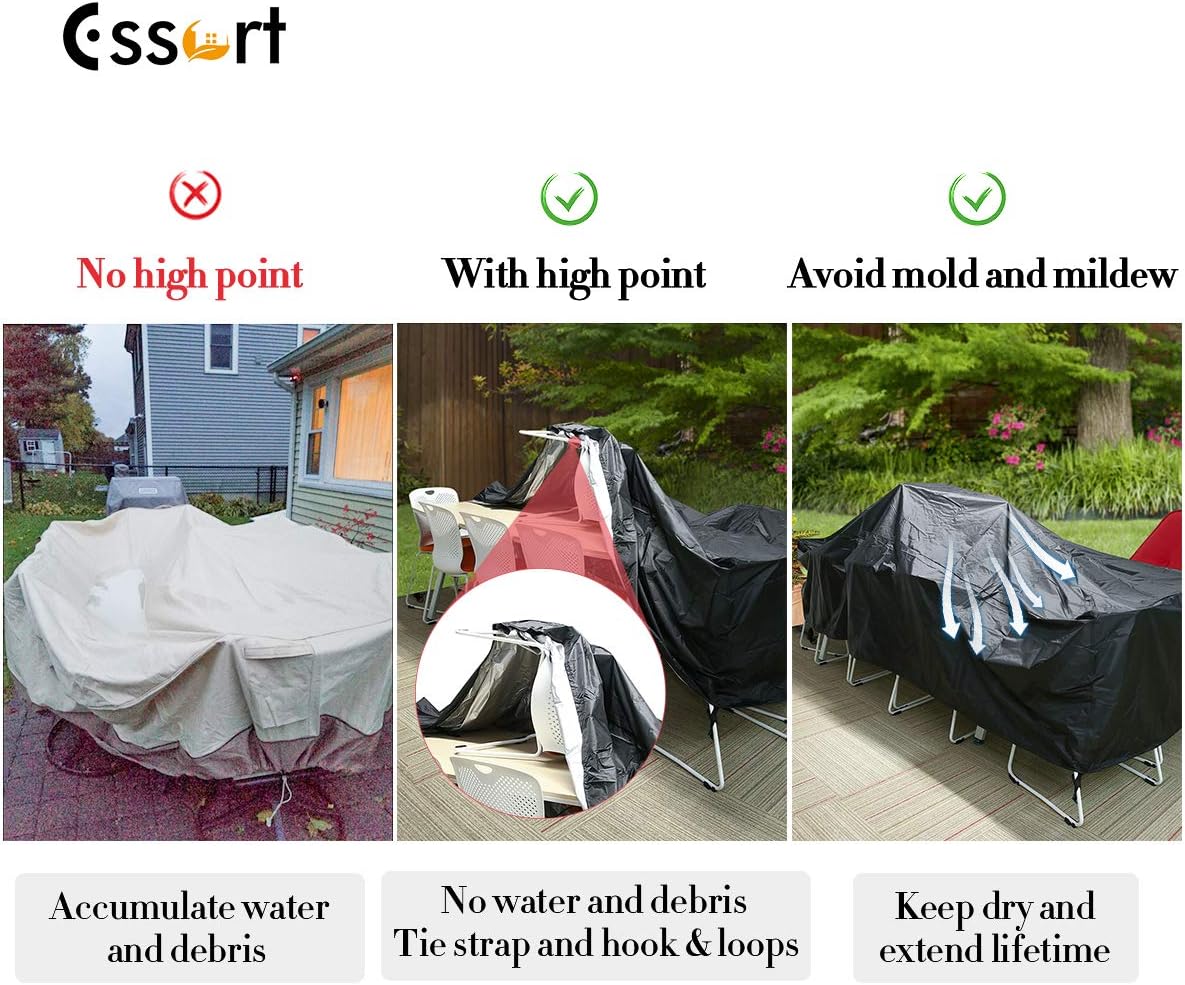 ESSORT Patio Furniture Covers, Extra Large Outdoor Furniture Set Covers Waterproof, Rain Snow Dust Wind-Proof, Anti-UV, Fits for 12 Seats (124"x63"x29" 210D) : Garden & Outdoor