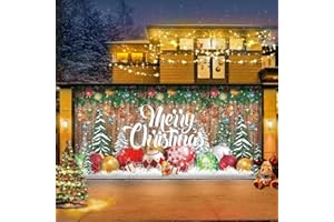 YIZUPTC 7 x 16 ft Christmas Garage Door Banner Decorations Ultra Large Christmas Holiday Garage Door Banner Cover Murals, Indoor and Outdoor Santa Winter Snowman Banner Garage Door Decoration