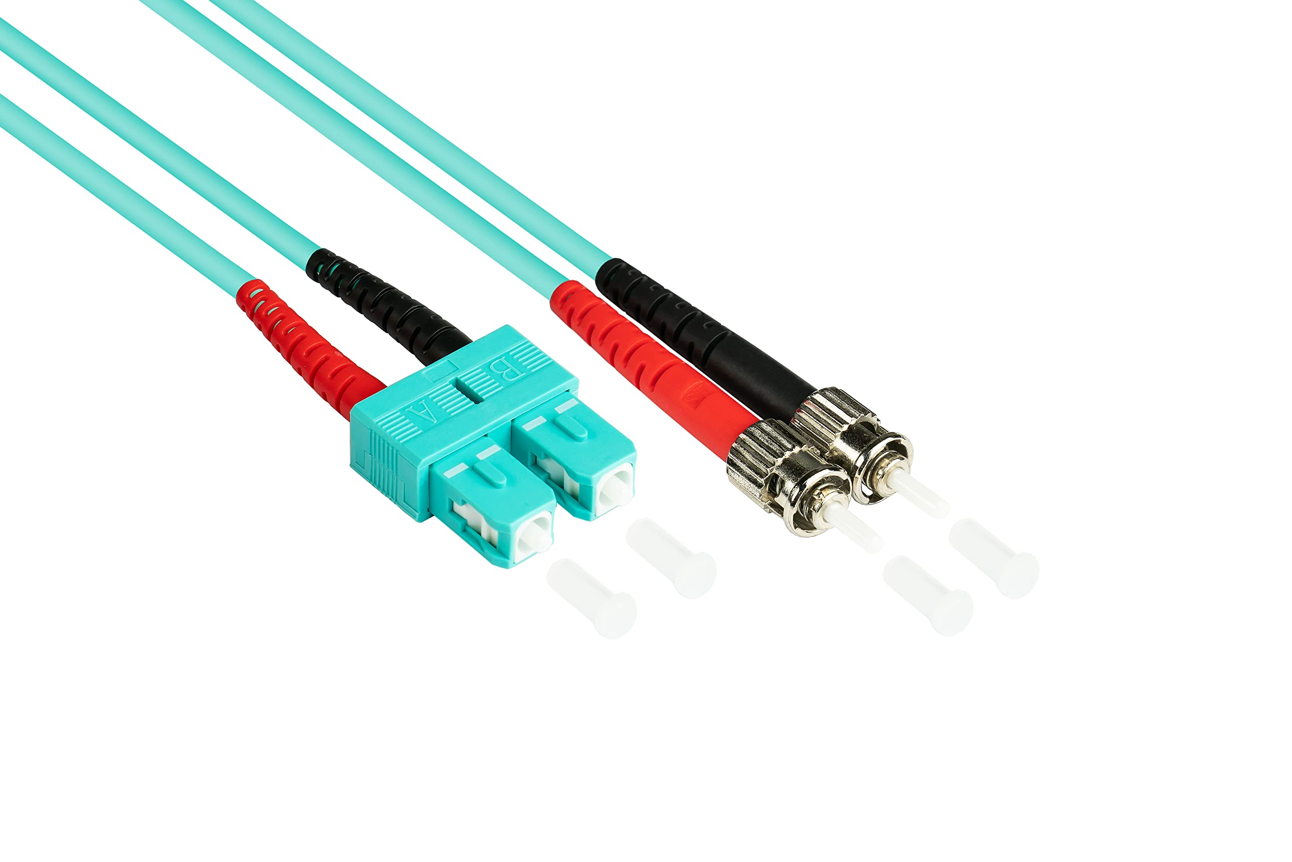 Good Connections LWL Duplex Patch Cable LC to SC Multimode 50/125 Inch Fibre Optic turquoise OM3 - Aqua/Türkis 1 m