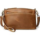 S-ZONE Small Genuine Leather Crossbody Bags for Women Purse and Handbag Wristlet