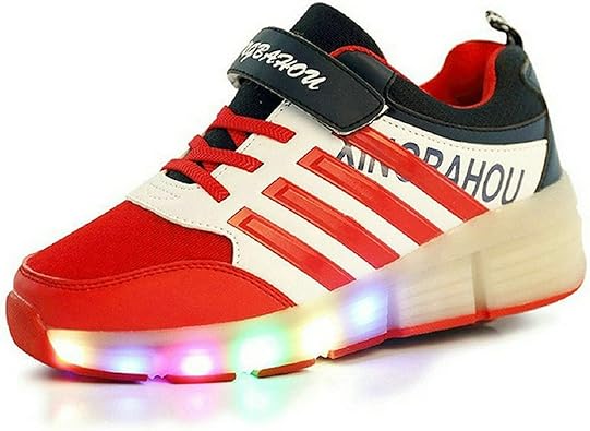 Amazon Yilaiyiqu 1人気ユニセックスキッド大人用ledマジックテープローラーシューズライトup 1つホイールスポーツウェアスニーカーファッションサイクル Yilaiyiqu 1 Sneakers スニーカー