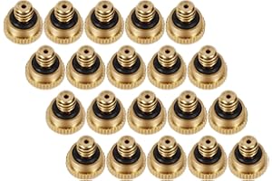 KUWAN 0.016" Orifice (0.4mm) Thread UNC 10/24 Brass Misting Nozzles Low Pressure Atomizing Misting Sprayer Water Hose Nozzle for Greenhouse, Landscaping, Outdoor Cooling Mister System (20PCS)