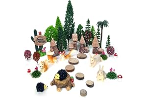 OrgMemory 42pcs Animal Trees, Ho Scale Bushes with Animals Figures, Plastic Trees for Projects 1.5-6 inch(4-16 cm), Model Tra