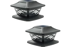 JOHOO Fence Post Cap Solar Lights, 2 PK Cool White LEDs Outdoor Deck Lamp Fits 4x4 5x5 6x6 Wooden Posts Waterproof for Deck, Patio, Garden, Yard Decoration