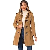 Allegra K Women's Winter Overcoat Mid-thigh Hooded Toggle Duffle Long Coat