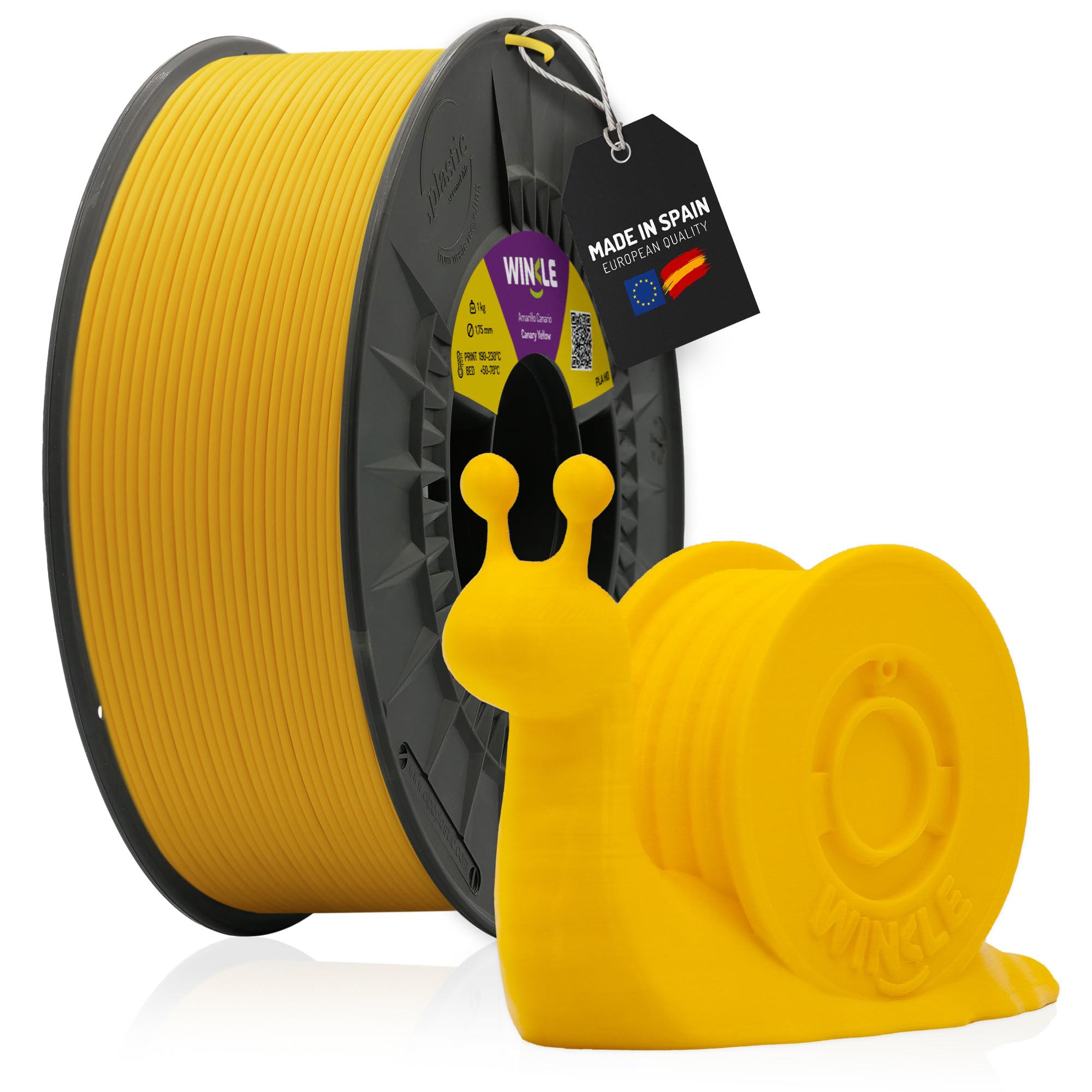 Winkle PLA Filament | PLA 1.75 mm | Printing Filament | 3D Printer | 3D Filament | Canary Yellow | 1000 g Spool
