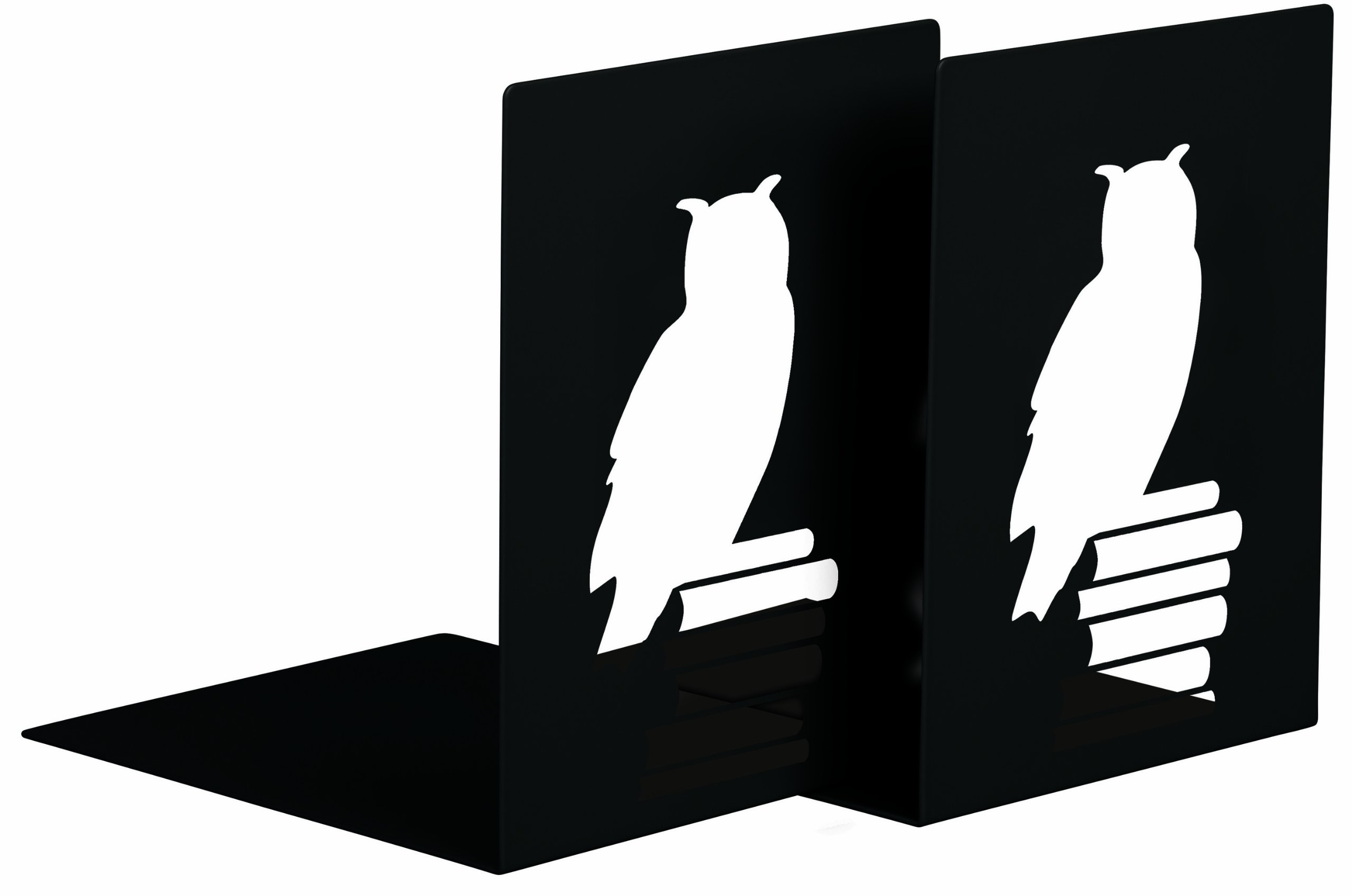 Moses. libri_x Bookend Set Reading Owl, Set of 2 Metal Book Stands, Two Black Metal Bookends in Set with Beautifully Punched Reading Owls, 16 cm x 16 cm x 12.5 cm